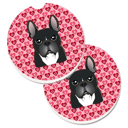 Carolines Treasures French Bulldog Hearts Cup Holder Car Coasters - Set of 2 BB5297CARC